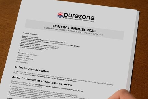 Contrat d'entretien de climatisation Purezone